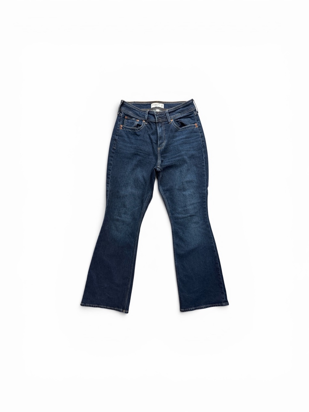 Abercrombie & Fitch Dark Blue Women's Flared Jeans rhinestone detail on pockets